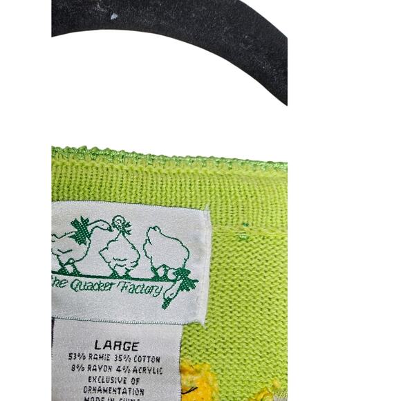 Vintage 90s Quacker Factory L Green Short Sleeve Cardigan Sweater Hummingbird - Picture 2 of 3